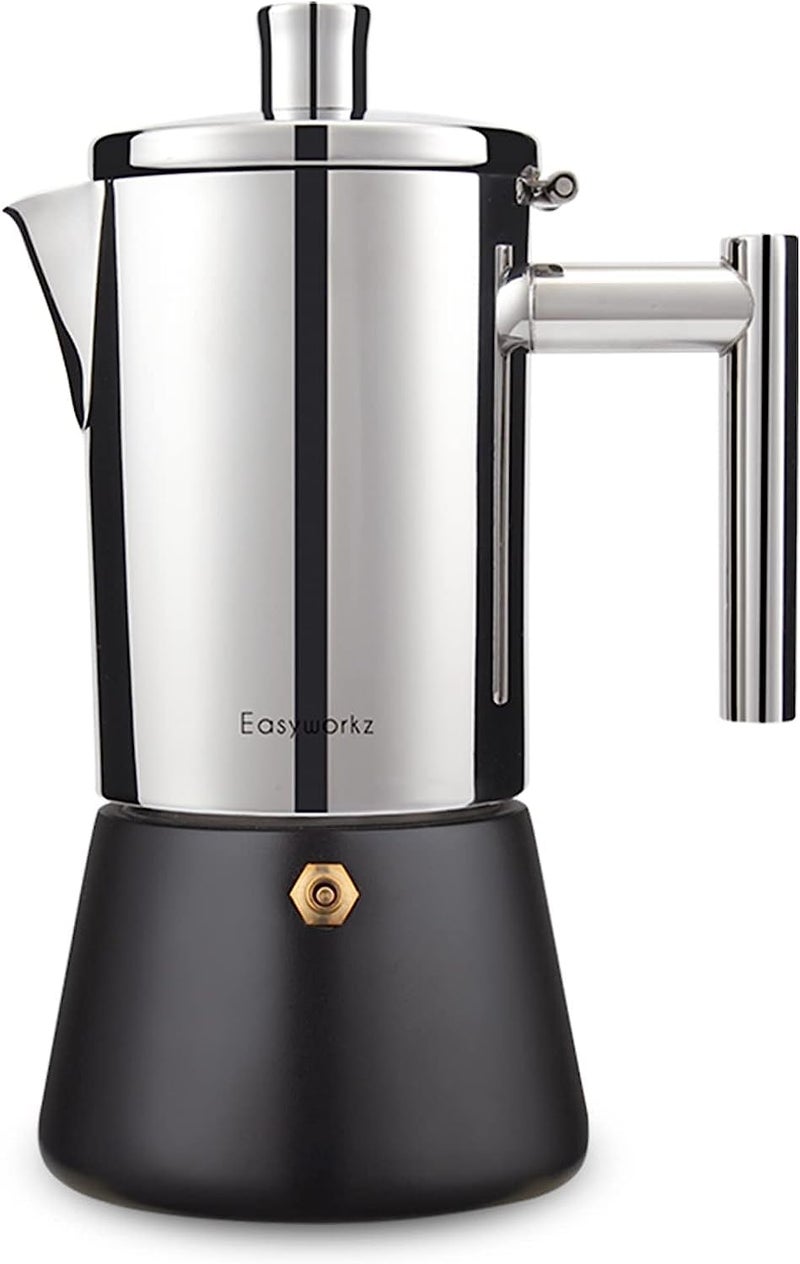 Easyworkz Diego Stovetop Espresso Maker Stainless Steel Italian Coffee Machine Maker 12Cup 17.5 oz Induction Moka Pot - Image 1